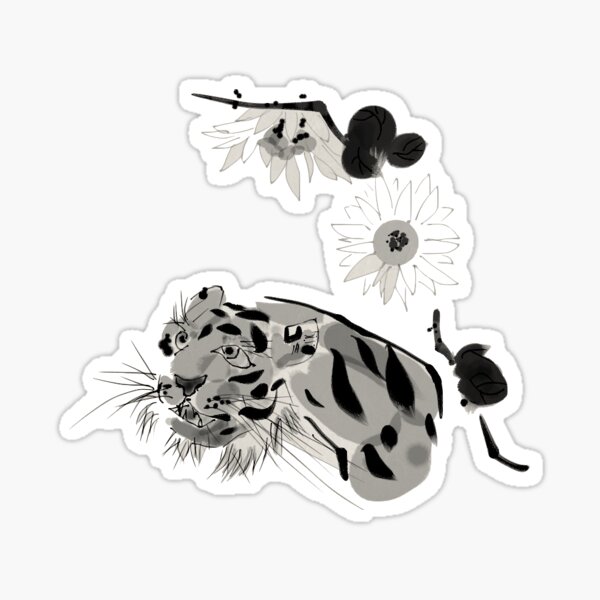 Tiger and Chrysanthemums Sticker