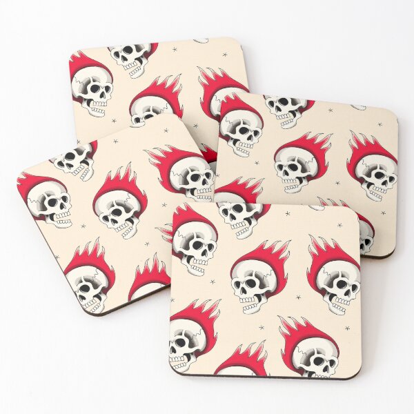 Item preview, Vector seamless pattern with cartoon flaming skull designed and sold by ketkidesign.