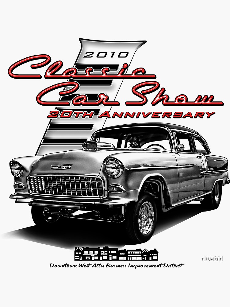 Thumbnail 3 of 3, Sticker, 20th Anniversary Downtown West Allis Classic Car Show designed and sold by dwabid.
