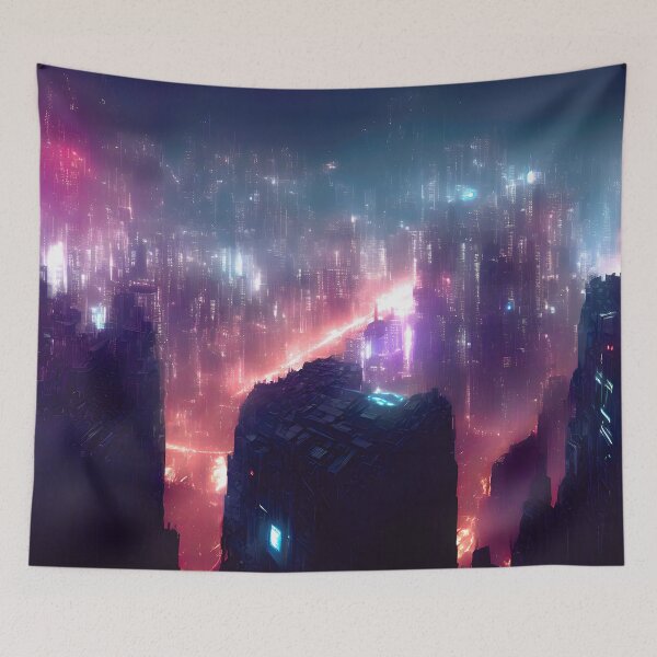 Item preview, a futuristic cyberpunk city at night designed and sold by AJDesignStudio.