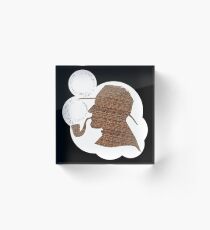 Sherlock Holmes Literary Quote Typography Man Cave Art Manique London Detective Brown Tweed Pattern Acrylic Block