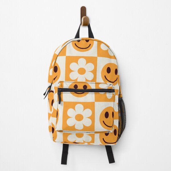 Item preview, Orange and white checkered flowers and Smiling faces pattern designed and sold by Yasminepatterns .