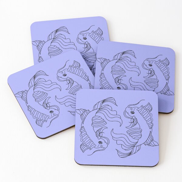 Item preview, Simple Bold Light Background and Black Linework - 2 Koi Fish designed and sold by Lucidesigns.