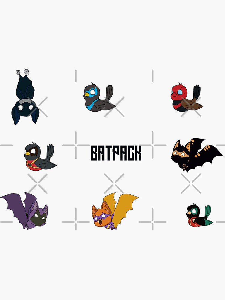 Thumbnail 3 of 3, Sticker, BatFam BatPack designed and sold by showersxflowers.