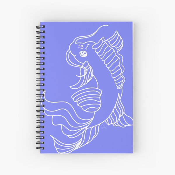 Simple Bold Black and White Linework - 2 Koi Fish, Yin and Yang Spiral Notebook