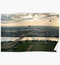 Hot Air Balloons Flying Over Saint-Jean-sur-Richelieu in Quebec Canada Poster