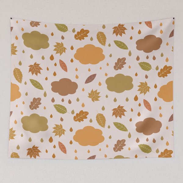 Item preview, Autumn Leaves pattern with clouds and raindrops  designed and sold by Yasminepatterns .