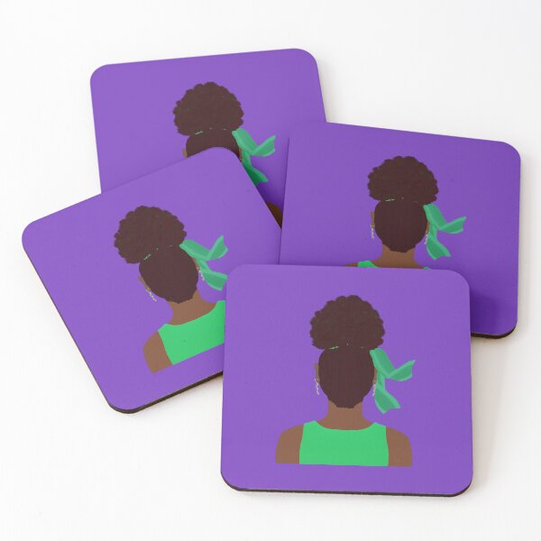 Item preview, High Afro Puff Ponytail with Green Outfit (Violet Purple Background) designed and sold by ArtByLM.