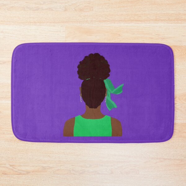 Item preview, High Afro Puff Ponytail with Green Outfit (Violet Purple Background) designed and sold by ArtByLM.