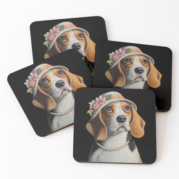 Item preview, Copy of Lucile The Beagle Dog wearing a floral hat and pearls designed and sold by FlippinTurtles.