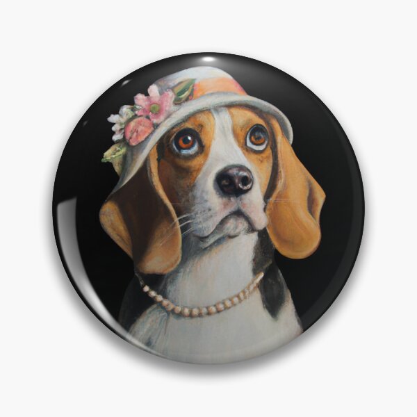 Item preview, Copy of Lucile The Beagle Dog wearing a floral hat and pearls designed and sold by FlippinTurtles.