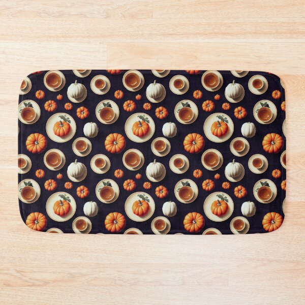 Item preview, Autumn Orange and White Pumpkin Spice Coffee on Black designed and sold by VintageFlorals.