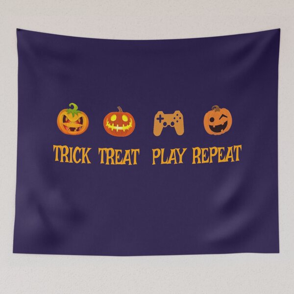 Aperçu de l'œuvre Halloween Trick Treat Jouer Répéter Gamer Sticker créée et vendue par Teetans.