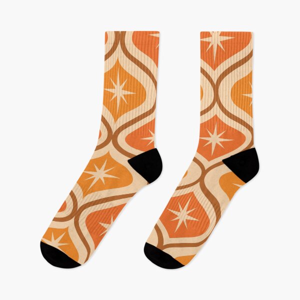 Item preview, Mid Century Modern Atomic Stars pattern on orange ogee designed and sold by Yasminepatterns .