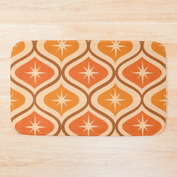 Item preview, Mid Century Modern Atomic Stars pattern on orange ogee designed and sold by Yasminepatterns .