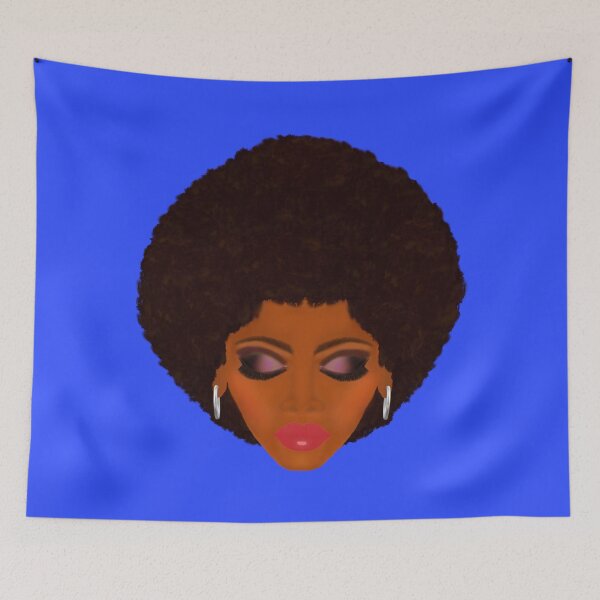 Artikelvorschau, Klassische Afro- und Lila Smokey Eyes (Königsblauer Hintergrund) entworfen und verkauft von ArtByLM.