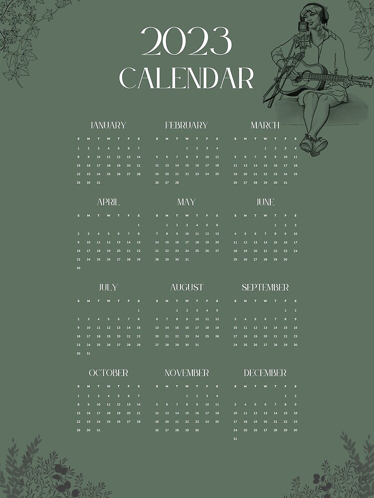 "2023 Folklore Minimalist Calendar" by Katie Harter Redbubble