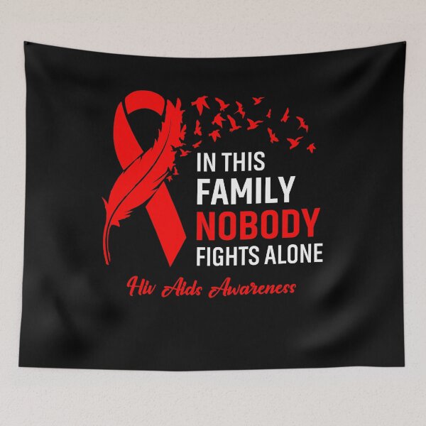 Item preview, In This Family Nobody Fights Alone Hiv Aids Awareness Feather Ribbon designed and sold by frechettee.