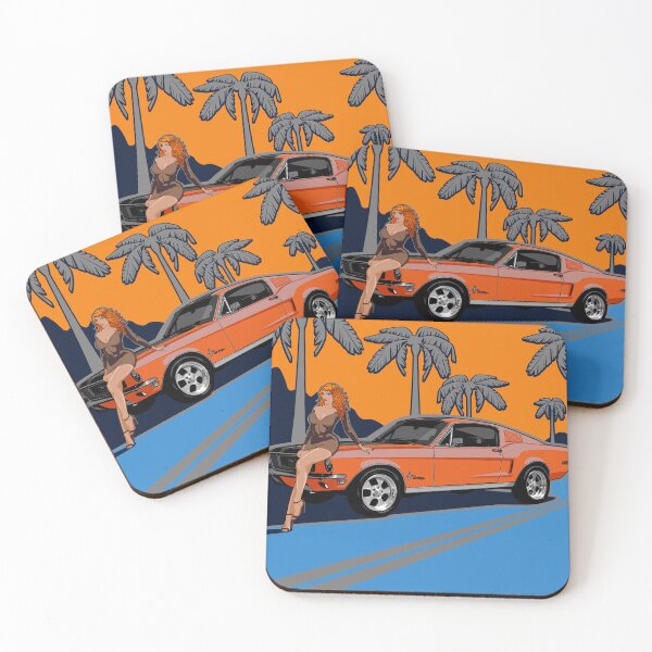 Item preview, Illustration Ford Mustang orange - Muscle car - USA designed and sold by SketchNinja.