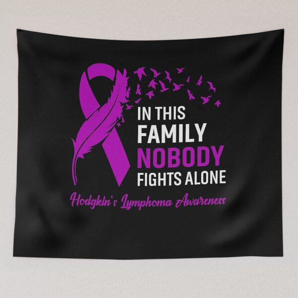 Item preview, In This Family Nobody Fights Alone Hodgkin's Lymphoma Awareness Feather Ribbon designed and sold by frechettee.