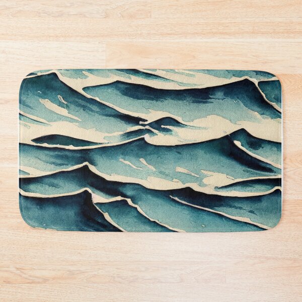 Sea waves pattern dark Bath Mat