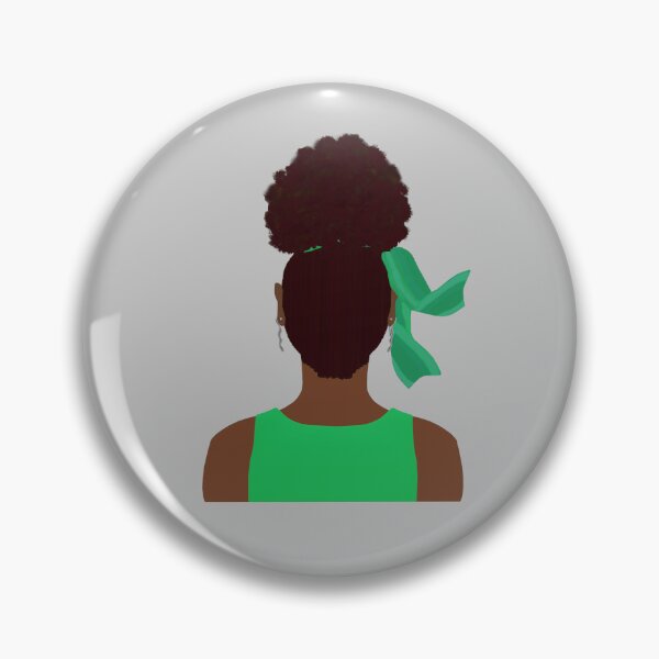 Item preview, High Afro Puff Ponytail with Green Outfit (Soft Gray Background) designed and sold by ArtByLM.