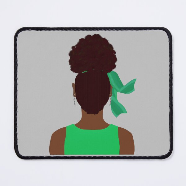 Item preview, High Afro Puff Ponytail with Green Outfit (Soft Gray Background) designed and sold by ArtByLM.