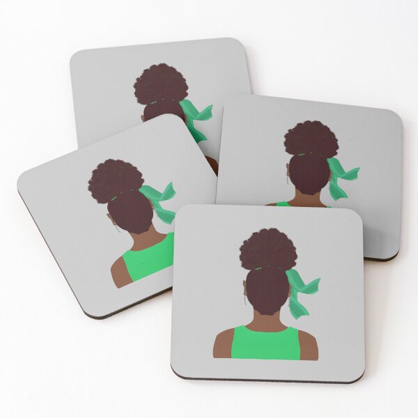 Item preview, High Afro Puff Ponytail with Green Outfit (Soft Gray Background) designed and sold by ArtByLM.