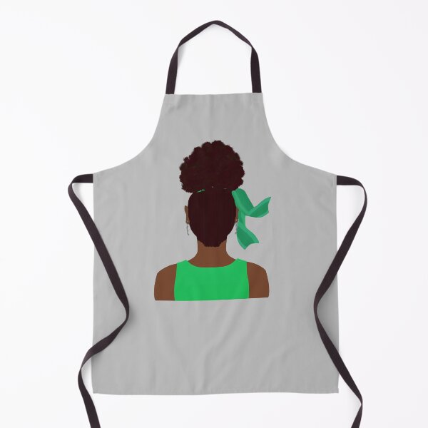 Item preview, High Afro Puff Ponytail with Green Outfit (Soft Gray Background) designed and sold by ArtByLM.