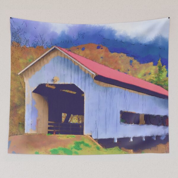 Item preview, Covered Bridge With Red Roof designed and sold by KirtTisdale.