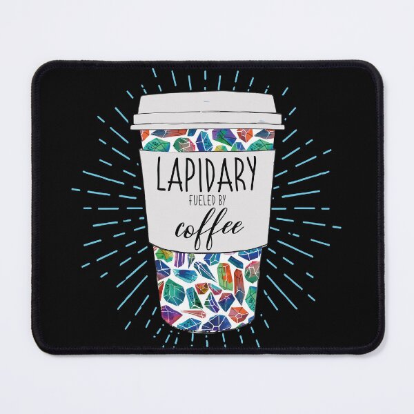 Item preview, Lapidary fueled by coffee tumbler travel coffee mug colorful gemstones aesthetic design designed and sold by MetalicBabe.