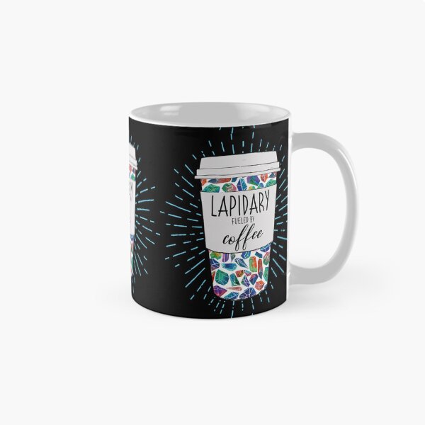 Item preview, Lapidary fueled by coffee tumbler travel coffee mug colorful gemstones aesthetic design designed and sold by MetalicBabe.
