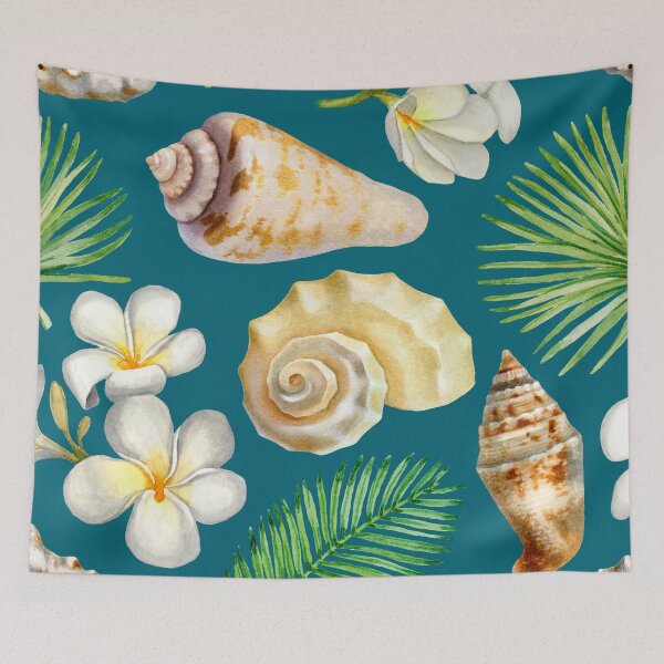 Item preview, Tropical shells with frangipani designed and sold by FGCART.
