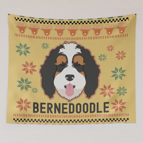 Item preview, Bernedoodle Dog Ugly Sweater Pattern Gift  designed and sold by BronikowskiART.