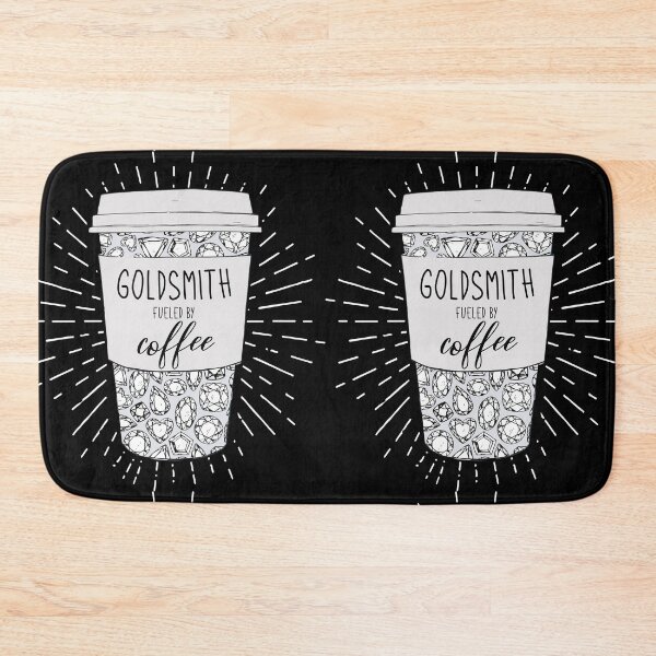 Item preview, Goldsmith fueled by coffee tumbler travel coffee mug black and white gemstones aesthetic design designed and sold by MetalicBabe.