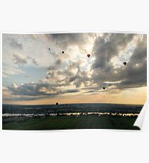 Dramatic Sky Full of Hot Air Balloons Poster