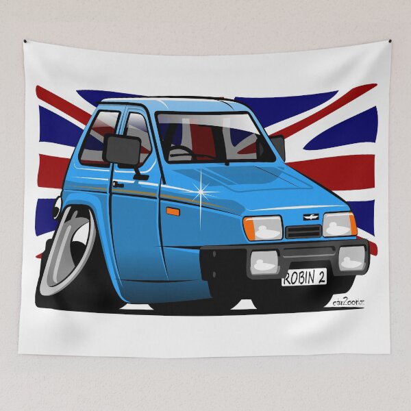 Item preview, Reliant Robin hatchback caricature blue designed and sold by car2oonz.