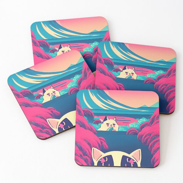 Item preview, Peeping Tom Cat eating ramen vaporwave synthwave great wave of ramen designed and sold by Scoopivich.