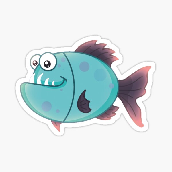 piranha fish drawing comic symbol illustration fun' Sticker