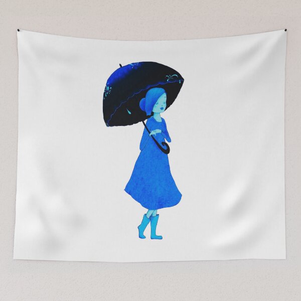Item preview, Cute Blue Girl with Umbrella designed and sold by Dven-Clothes.
