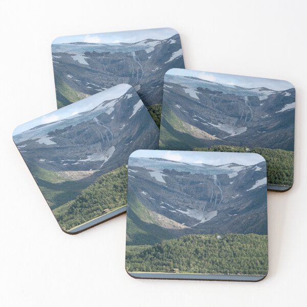 Item preview, Wonderful landscapes in Norway. Nordland. Beautiful scenery of Svartisen glacier. Engabreen from the Holandsfjorden view. Mountains, trees, rocks and houses in background designed and sold by Maurizio Fabbroni.