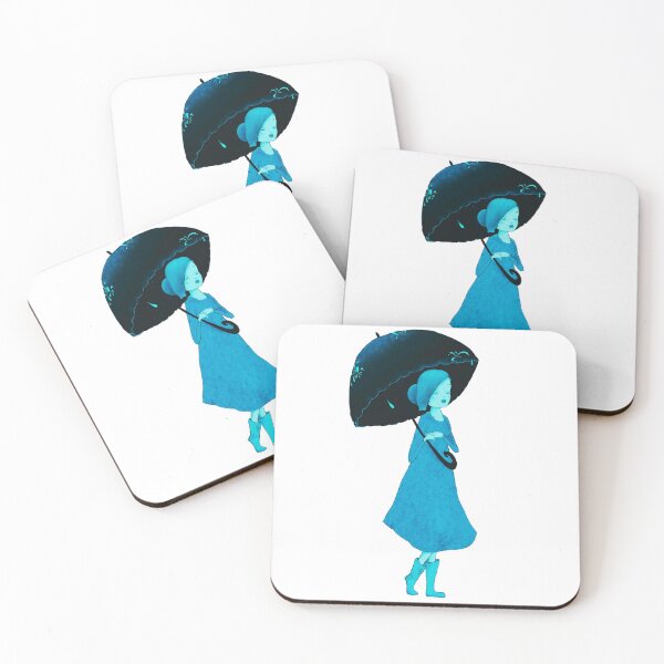 Item preview, Cute Turquoise Girl with Umbrella designed and sold by Dven-Clothes.