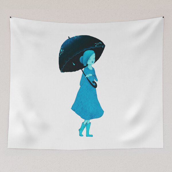 Item preview, Cute Turquoise Girl with Umbrella designed and sold by Dven-Clothes.