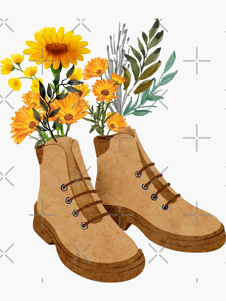 &ldquo;Wildflower Hiking Boots | wildflower boots| flowers in boots " Sticker
