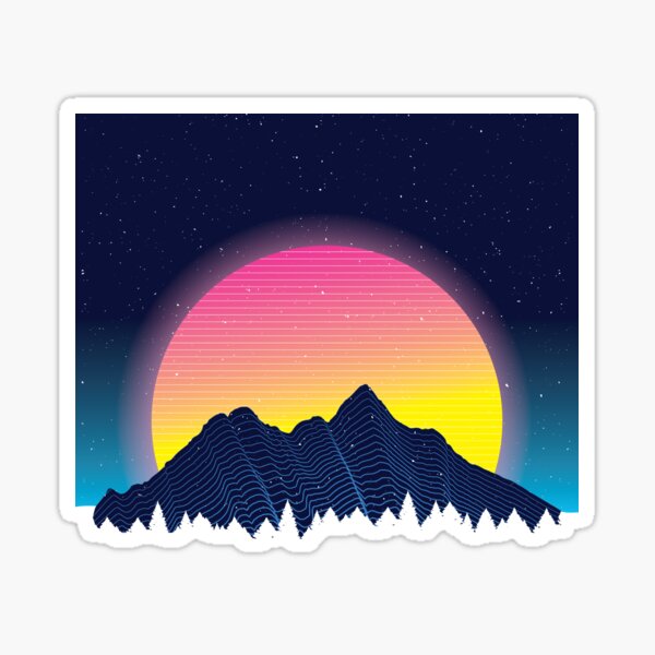 Item preview, Mountain landscape in retrowave style designed and sold by Rob-Son.