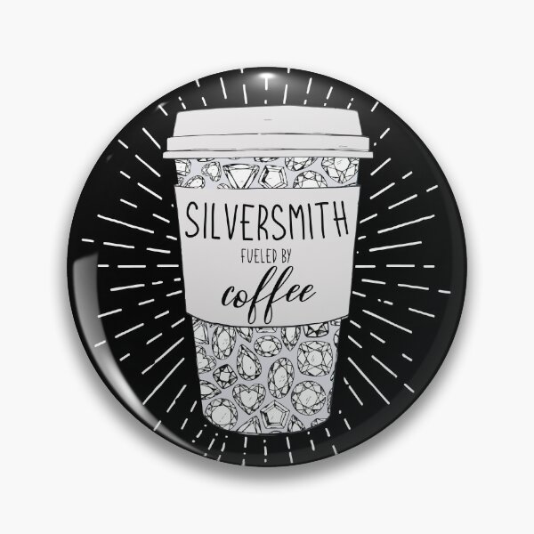 Item preview, Silversmith fueled by coffee tumbler travel coffee mug black and white gemstones aesthetic design designed and sold by MetalicBabe.