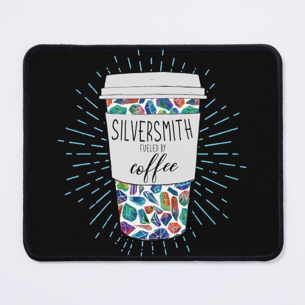 Item preview, Silversmith fueled by coffee tumbler travel coffee mug colorful gemstones aesthetic design designed and sold by MetalicBabe.