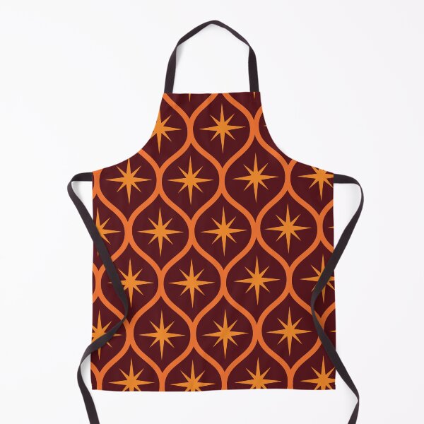 Item preview, Mid Century Orange Atomic Stars on brown ogee pattern designed and sold by Yasminepatterns .