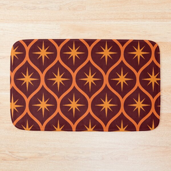 Item preview, Mid Century Orange Atomic Stars on brown ogee  pattern  designed and sold by Yasminepatterns .