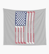 Vintage Flag > US Flag Made of Golf Balls + Clubs > Cool Golf Wall Tapestry